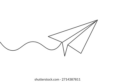 Paper plane outline art continuous line minimal vector illustration
