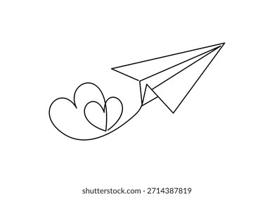 Paper plane outline art continuous line minimal vector illustration
