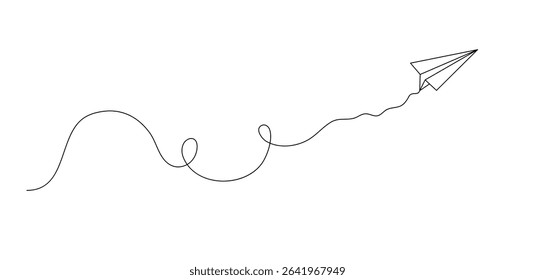 Paper plane outline doodle hand drawn vector illustration, concept of travel, trip by plane, voyage or sending message, kids toy simple line art, symbol of freedom, idea