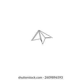 Paper plane outline drawing illustration. Continuous line draw of airplane vector. 