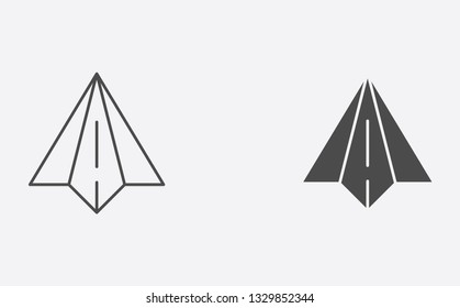 Paper plane outline and filled vector icon sign symbol