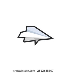 paper plane in outline flat vector design.