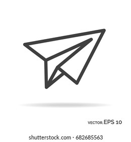 Paper plane outline icon black color isolated on white background