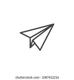 Paper Plane outline icon. linear style sign for mobile concept and web design. Airplane simple line vector icon. Message symbol, logo illustration. Pixel perfect vector graphics