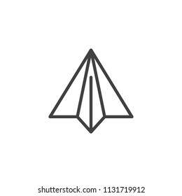 Paper plane outline icon. linear style sign for mobile concept and web design. Airplane simple line vector icon. Symbol, logo illustration. Pixel perfect vector graphics
