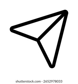 Icono de esquema de plano en papel para acciones de envío, mensaje y entrega.