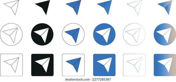 Umrisslinie, lineare, gefüllte Glyphe, flach, Farbverlauf, kreisförmig, quadratisch-farbige Icon-Design für mobile App und Web. Nachrichtenübermittlungssymbol, Logo, Illustration, Vektorgrafiken, Symbolsätze.