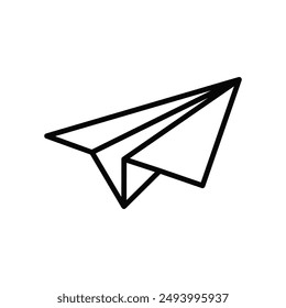 Paper Plane Outline Style Icon On White Background