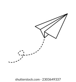 Paper plane outline vector illustration isolated on white background. Fit for icon, element, logo, decoration etc.