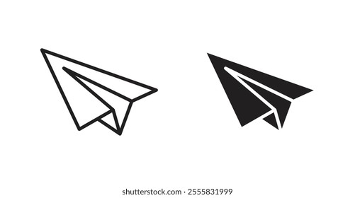 Paper plane outlined and solid icon vector collection.