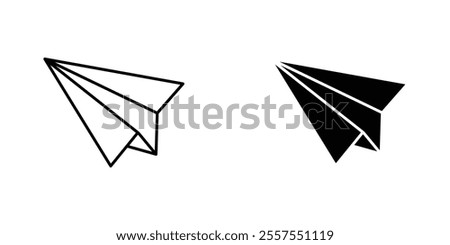 Paper plane outlined and solid icon vector collection.