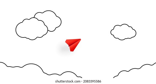 Papierebene über Wolken