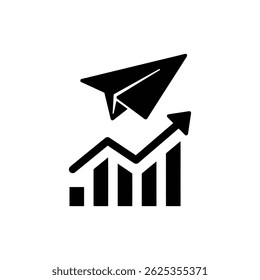 Paper Plane Over Growth Graph Symbolizing Business Growth and Success