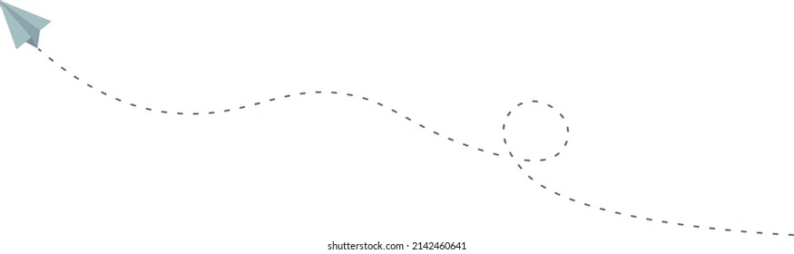 Paper plane path icon.Loop route. The flight path is indicated by a dotted line. vector illustration.
