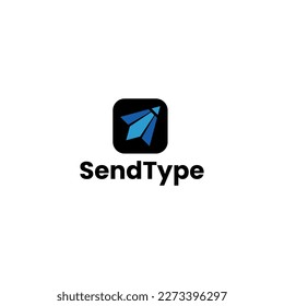Paper plane pencil business logo. Modern line symbol design. Vector template