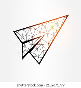 Paper plane polygonal vector illustration isolated on white background.