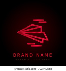 Paper plane red chromium metallic logo