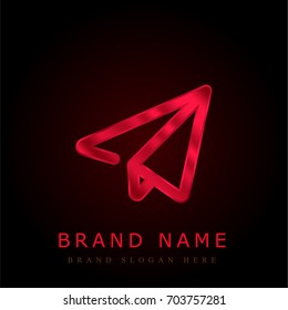 Paper plane red chromium metallic logo
