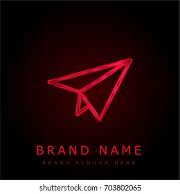 Paper plane red chromium metallic logo