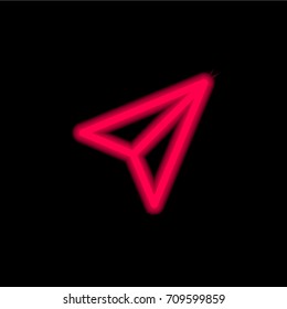 Paper plane red glowing neon ui ux icon. Glowing sign logo vector
