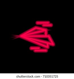 Paper plane red glowing neon ui ux icon. Glowing sign logo vector