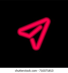 Paper plane red glowing neon ui ux icon. Glowing sign logo vector