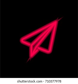 Paper plane red glowing neon ui ux icon. Glowing sign logo vector