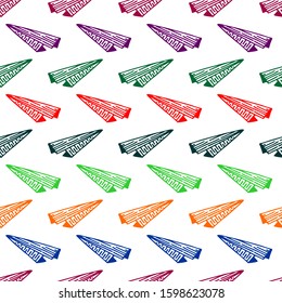 paper plane repeated seamless pattern