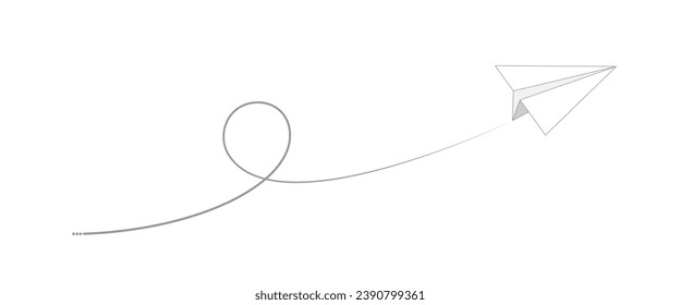Paper plane route in line shape. Vector Illustration.