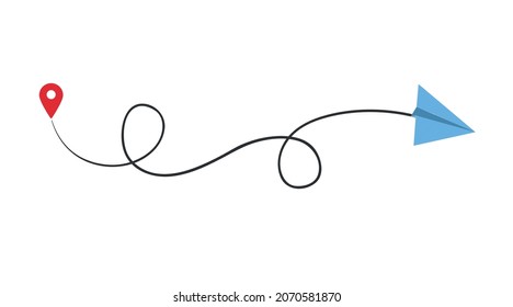 Paper plane route online education concept vector