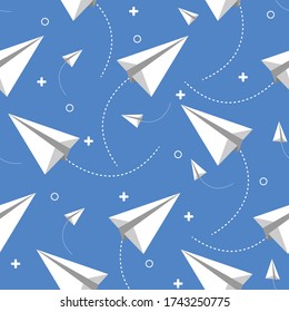 paper plane seamless background pattern vector art design