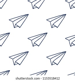 paper plane seamless doodle pattern