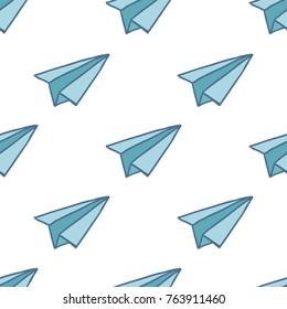 paper plane seamless doodle pattern