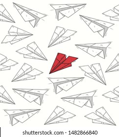 paper plane seamless hand drawn vector