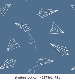 paper plane seamless pattern hand drawn in doodle style. background for wallpaper, wrapping paper, textile. 