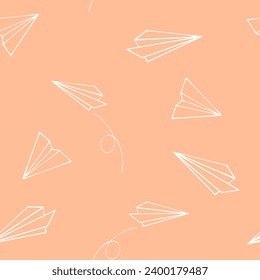 paper plane seamless pattern hand drawn in doodle style. background for wallpaper, wrapping paper, textile