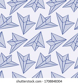 Paper plane seamless pattern. Vector illustration.