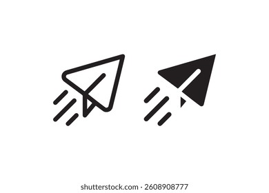 Paper plane send icon set for messaging apps vector
