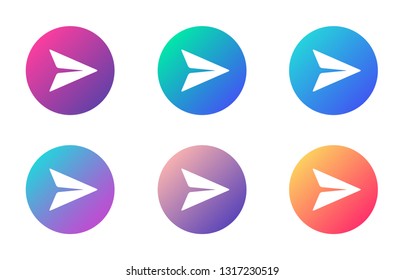 Paper Plane Send Massage Account Ui Web Button. Ui Elements. Paper Plane Send Massage Vector Icons On Trendy Gradients For Web, Mobile And User Interface Design