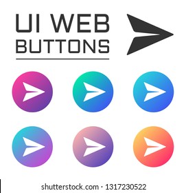 Paper Plane Send Massage Account Ui Web Button. Ui Elements. Paper Plane Send Massage Vector Icons On Trendy Gradients For Web, Mobile And User Interface Design