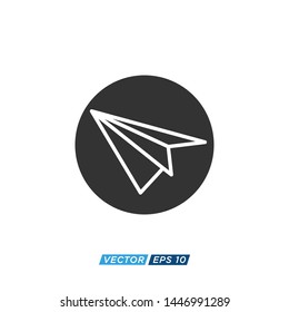 Paper Plane Send Message Icon Vector Design Illustration 