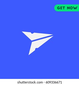 Paper Plane Send Vector Icon, The symbol of toy paper plane. Simple, modern flat vector illustration for mobile app, website or desktop app  