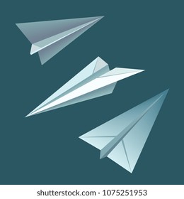 Paper Plane set. different angles. Vector  illustration