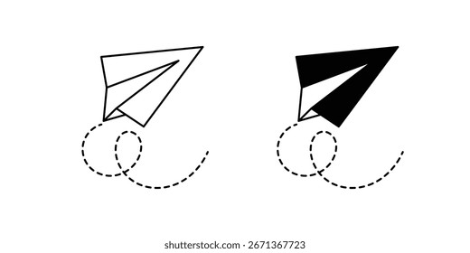 Icono de conjunto de avión de papel con fondo blanco Vector Ilustración de stock