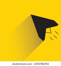 paper plane with shadow on yellow background
