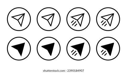 Paper plane, share icon vector in circle line