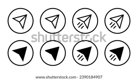 Paper plane, share icon vector in circle line