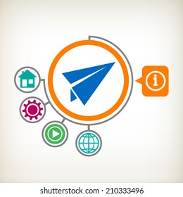 Paper Plane sign. Airplane symbol. Travel icon. Flat design for the web, print, banner, advertising.
