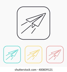 Paper Plane sign. Airplane symbol. Travel outline color icon set. 