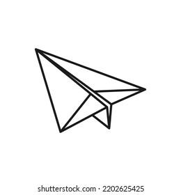 Paper plane simple line vector icon.